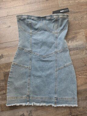 NWT Fashion Nova light blue jean denim mini dress XS summer going out